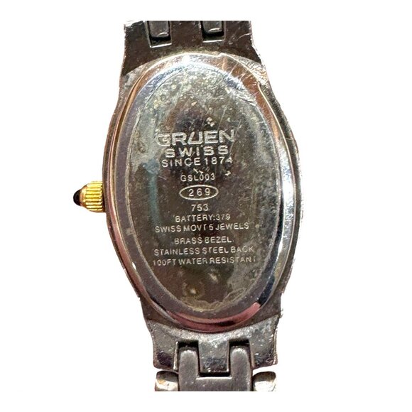 Gruen Swiss Diamond Lady's Wristwatch GSL003 Swiss Movement NEW Battery Gold Ton - Picture 4 of 6